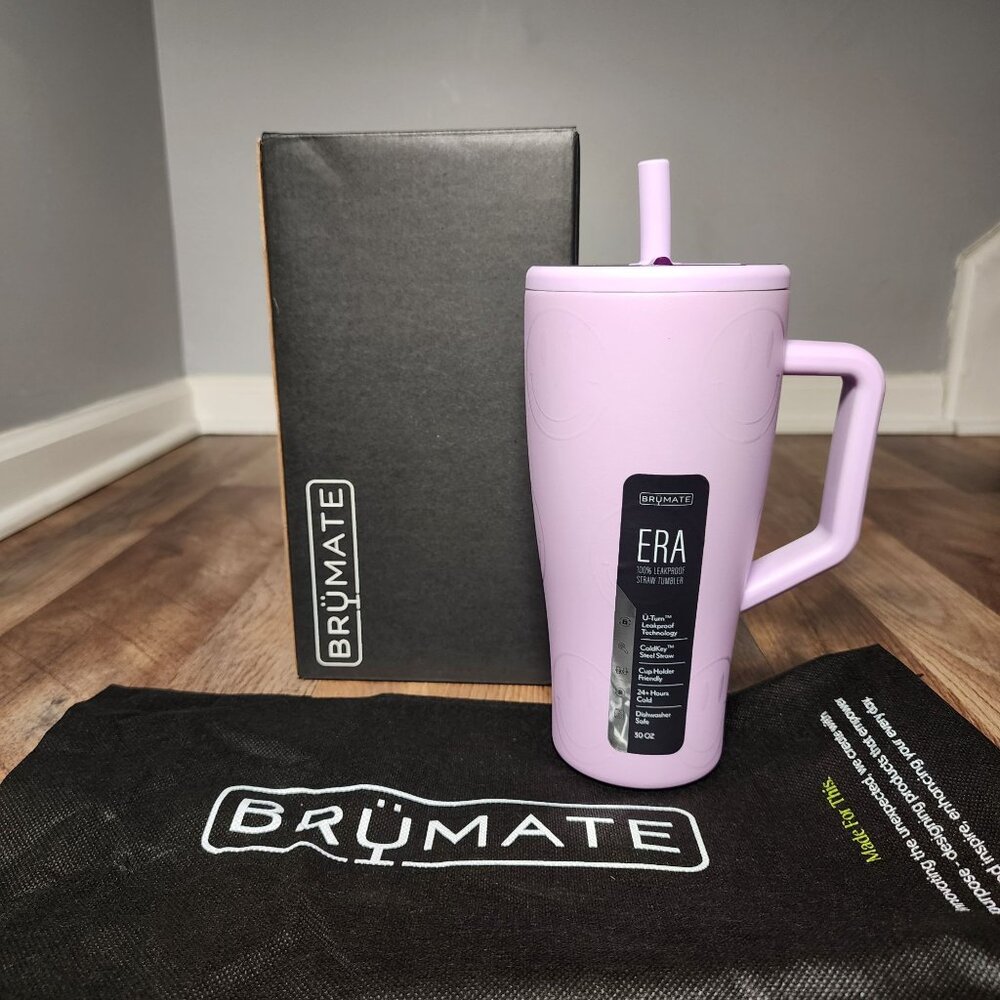 Brümate Era 30oz Happy Hour Insulated Mug With Handle & Straw Lavender New
